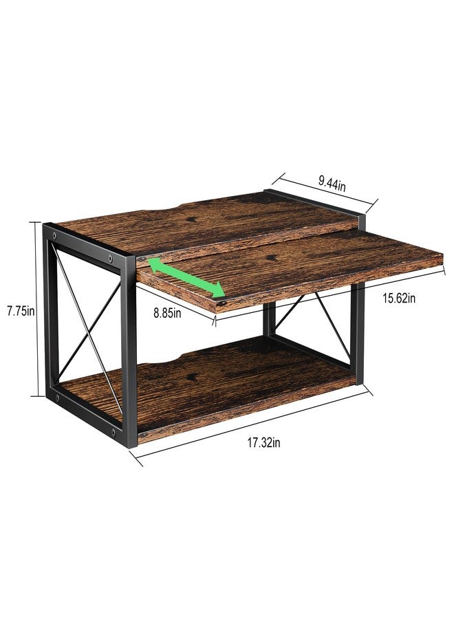 FNBAR 2-Tier Floating Nightstand, Wall Mounted Bedside Table, Wood Bedside Shelf Wall Mounted Nightstand, Floating Bedside Table Wall Shelf for Bedroom, Living Room, Kitchen, Office, Rustic Brown - Image 2